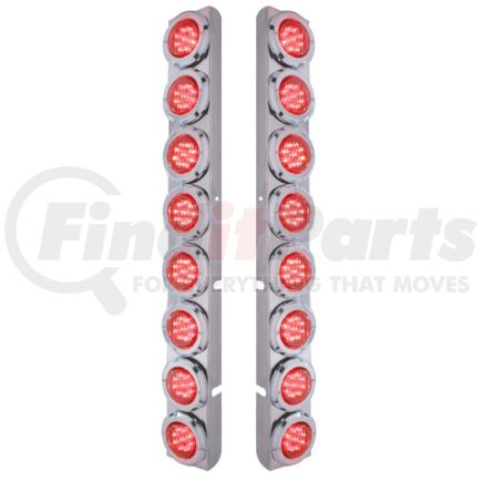 United Pacific 37330 Stainless Rear Air Cleaner Bracket w/ 16X 9 LED 2" Lights & Bezels, Red LED/Lens