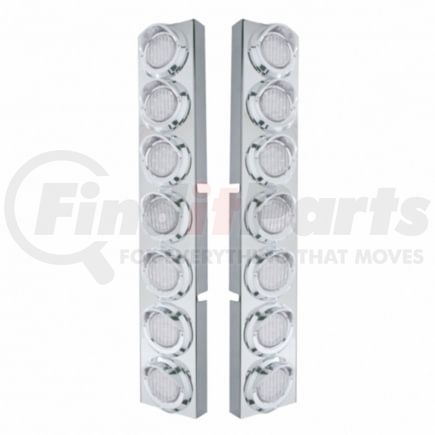 United Pacific 33625 SS Front Air Cleaner Bracket w/ 14X 9 LED 2" Lights & Visors Bezel, Amber