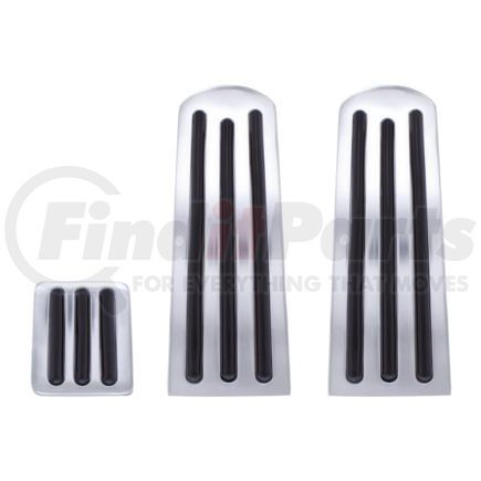 United Pacific 70258 Chrome Pedal Set With Black Insert for Peterbilt