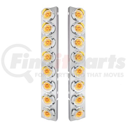 United Pacific 33601 SS Front Air Cleaner Bracket w/ 16X 9 LED 2" Lights and Visors, Amber / Clear