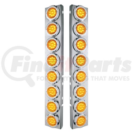 United Pacific 33700 SS Front Air Cleaner Bracket w/ 16X 9 LED 2" Lights & Bezels, Amber