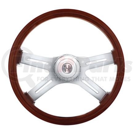 United Pacific 88178 18" 4-Spoke Style Wood Steering Wheel with Hub and Horn Button Kit