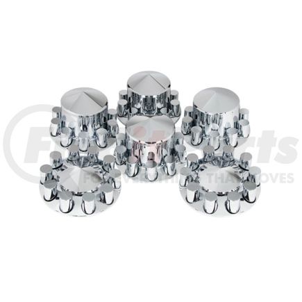 United Pacific 10318 Pointed Axle Cover Combo Kit With 33mm Cylinder Thread-On Nut Covers, Chrome