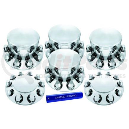 United Pacific 10305 Chrome Dome Axle Cover Combo Kit With 33mm Standard Thread-On Nut Covers