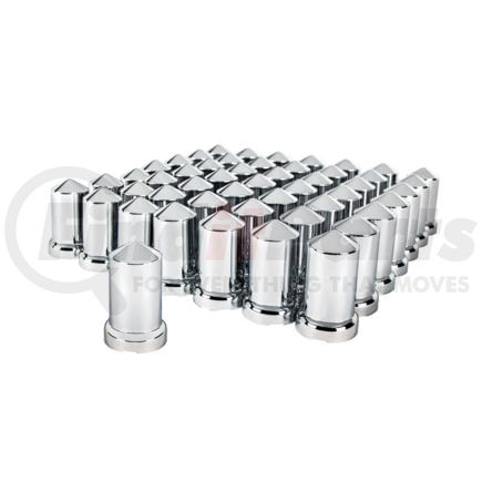United Pacific 10117CB 33mm x 3-3/16" Chrome Plastic Pointed Nut Covers With Flange, Push-On (60-Pack)