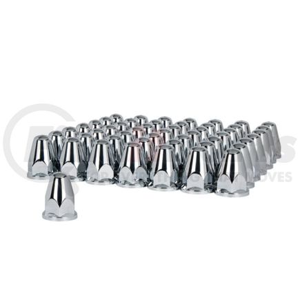 United Pacific 10060CB 33mm x 2-5/8" Chrome Plastic Bullet Nut Covers With Flange, Push-On (60-Pack)