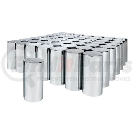 United Pacific 10034CB 33mm x 4-1/4" Chrome Plastic Tall Cylinder Nut Covers, Thread-On (60-Pack)