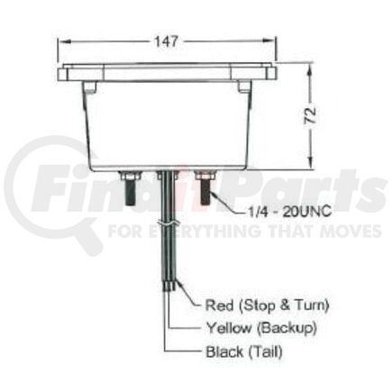 Truck-Lite 5072 Signal-Stat, LED, Red/Clear Acrylic Lens, LH, Combo Box Light, 3 Stud , License Light, Hardwired, Packard /Ring Terminal, 12V