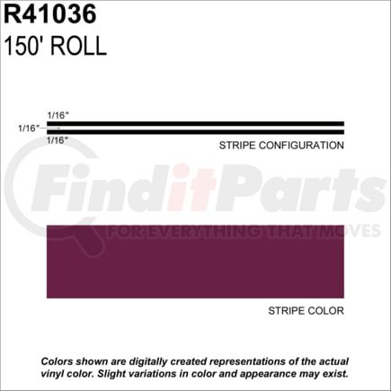 Prostripe R41036 3/16" x 150' Multistripes Light Burgundy