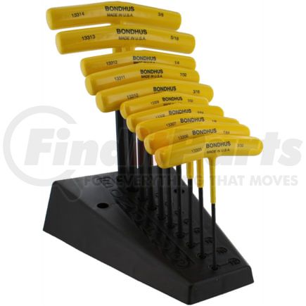 Bondhus Corp. 15390 Bondhus 15390 Set 10 Hex T-handles 9" Length 3/32"-3/8" with Stand