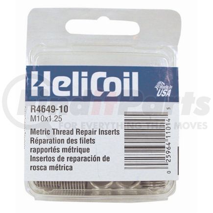 Heli-Coil R4649-10 Thread Repair Insert - M10 x 1.25, 15 mm Length, Stainless Steel, Tanged Type