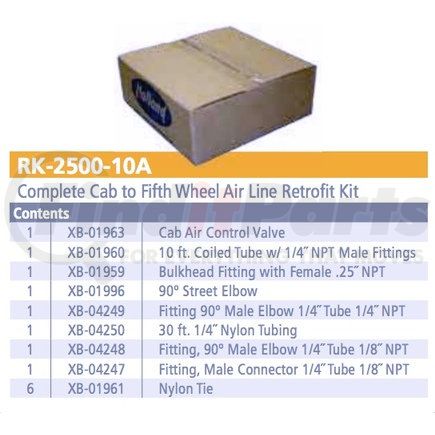 SAF-HOLLAND RK-2500-10A Fifth Wheel Trailer Hitch Air Line - Kit, with 10 ft. Coiled and Fittings