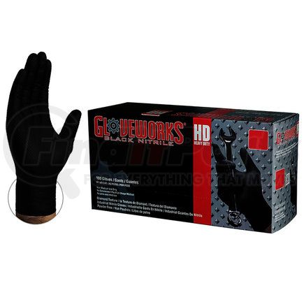 Ammex Gloves GWBN48100 AMMEX Gloveworks HD Industrial Black Nitrile Gloves with Diamond Texture Grip, Case of 1000, 6 mil, Size XLarge, Latex Free, Powder Free, Textured, Disposable,