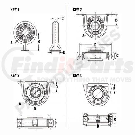 PAI EM69080 Drive Shaft Center Support Bearing