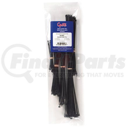 Grote 83-6507 Standard Cable Tie Assortment, Black, 125 Pk
