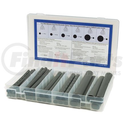 GROTE 83-6537 - dual wall tubing kit, 3:1 - flexible, black, heat shrinkable tubing kit