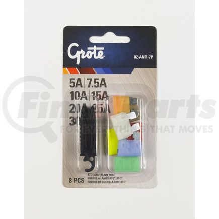 Grote 82-ANR-7P Standard Blade Fuse Assortment & Puller, 8 Pk