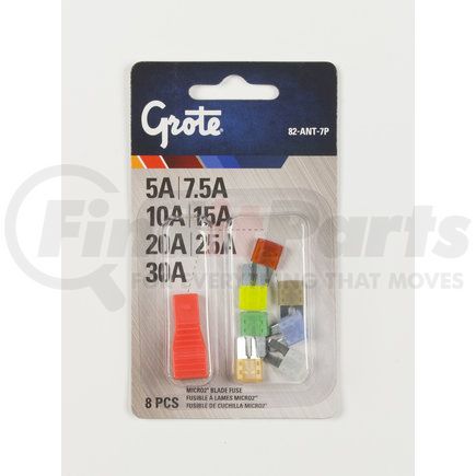 Grote 82-ANT-7P Micro Blade Fuse; 2 Blade Assortment & Puller, 8 Pk