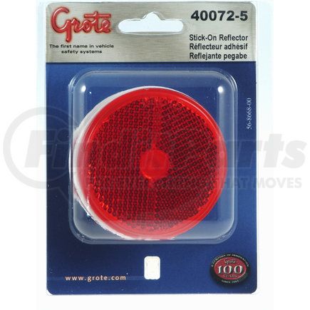 Grote 40072-5 21/2" Round Stick-On Reflectors, Red