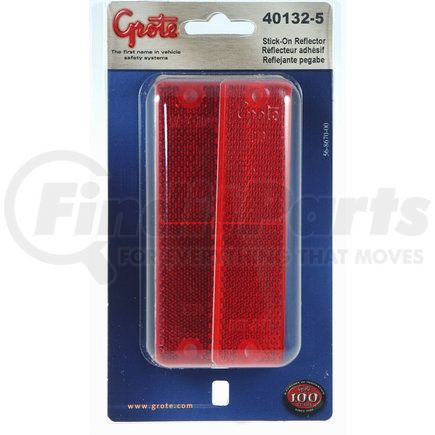 Grote 40132-5 Mini Stick-On / Screw-Mount Rectangular Reflectors, Pair Pack, Red