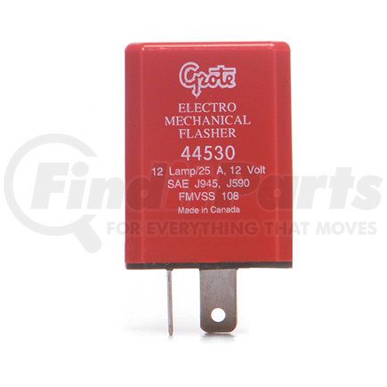 GROTE 44530 - 2 pin flasher - 12 light electromechanical | 12lamp electromechanical flasher,2 trmnl | turn signal flasher
