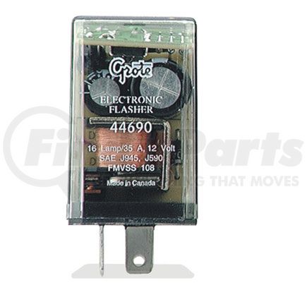 GROTE 44690 - 2 pin flasher - 16 light electronic | flasher,16-lamp electronic,2 trml | turn signal flasher