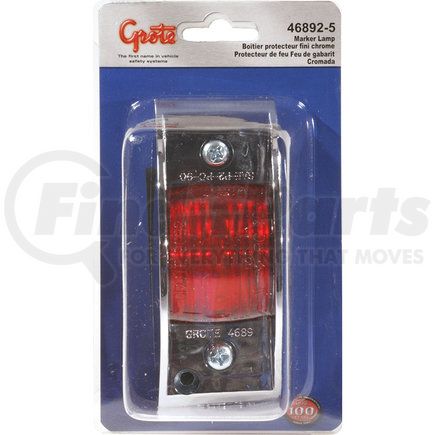 Grote 46892-5 Chrome-Armored Clearance Marker Lights, Red