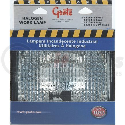 Grote 63181-5 CLR, FLOOD, LARGE RECT. WORK, RETAIL PACK
