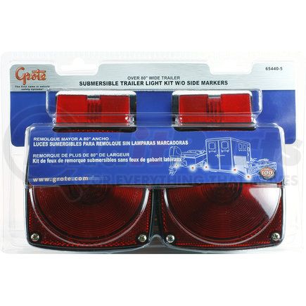 Grote 65440-5 Submersible Trailer Lighting Kit for Trailers Over 80" Wide, Stop Tail Turn Light Kit