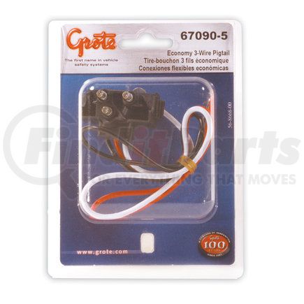 Grote 67090-5 PIGTAIL, ECONO, 3 WIRE, 90 DEG, RETAIL PACK