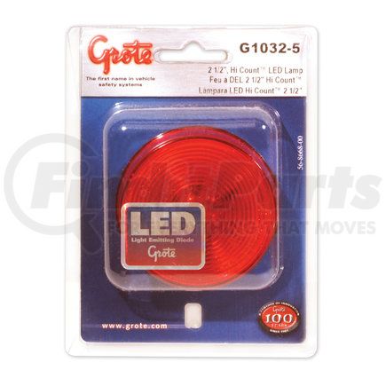 Grote G1032-5 CLR/MKR LMP, 2.5", RED, HI CNTTM LED, RETAIL