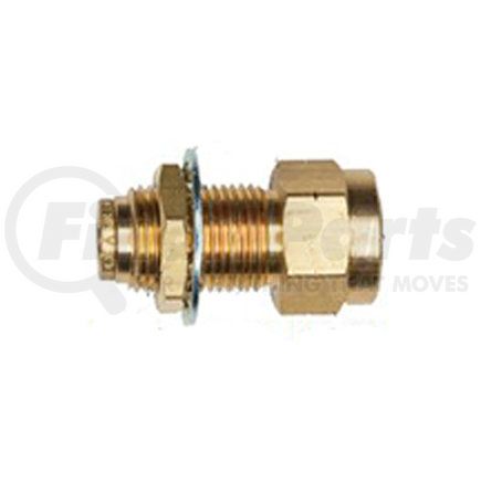 Haldex APX86F4X2 Midland Push-to-Connect (PTC) Fitting - Brass, Bulkhead Union Type, Female Connector, 1/4 in. Tubing ID