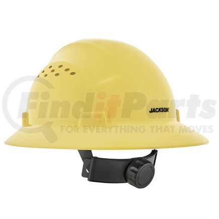 SELLSTROM 20821 Jackson Safety Advantage Full Brim Hard Hat, Vented, 4-Pt. Ratchet Suspension, Yellow