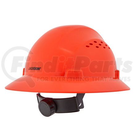 Sellstrom 20823 Jackson Safety Advantage Full Brim Hard Hat, Vented, 4-Pt. Ratchet Suspension, Orange