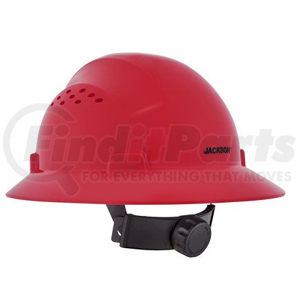 SELLSTROM 20824 Jackson Safety Advantage Full Brim Hard Hat, Vented, 4-Pt. Ratchet Suspension, Red