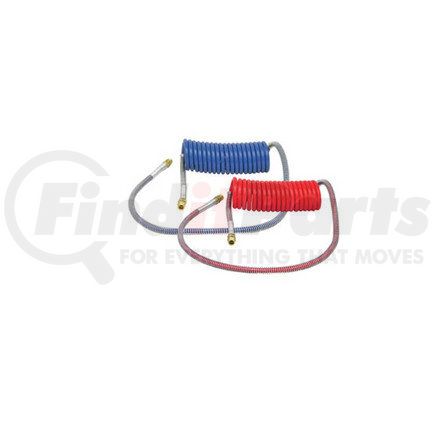 HALDEX 11954 - midland trailer connector kit - air coil set, blue and red, 15 ft., 0.5 in. thread, 12 in. (trailer) and 48 in. (tractor) pigtail length | 15' air coil set (1 red & 1 blue) | trailer accessory