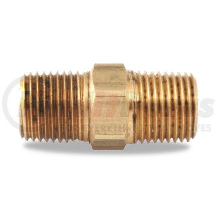 Velvac 18011 Pipe Fitting, Hex Nipple, Brass, 3/8"