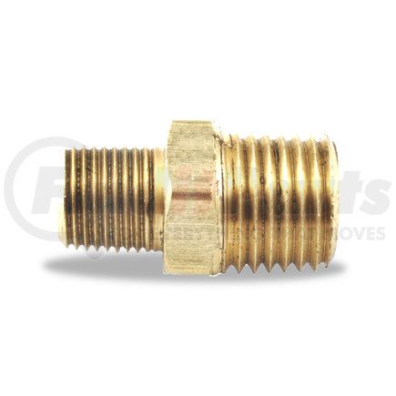 Velvac 18030 Pipe Fitting, Reducer Hex Nipple, Brass, 3/8" x 1/8"