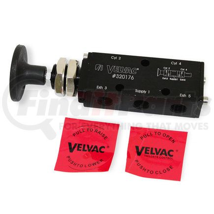 VELVAC 320176 - push pull air valve - 3-position, holding type valve | four-way push/pull valve | push / pull switch