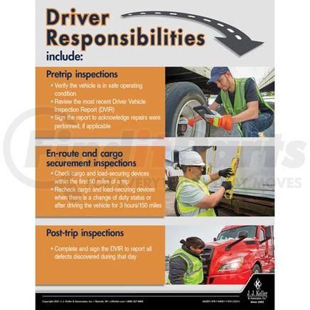 JJ Keller 62287 Driver Awareness Safety Poster - Driver Responsibilities