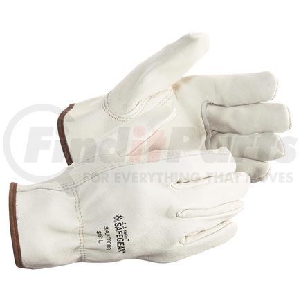 JJ Keller 65402 Safegear™ Gloves, Cowhide Leather, with Keystone Thumb, Uncoated, White, Large, Slip On, Pair