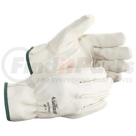 JJ Keller 65403 Safegear™ Gloves, Cowhide Leather, with Keystone Thumb, Uncoated, White, XL, Slip On, Pair