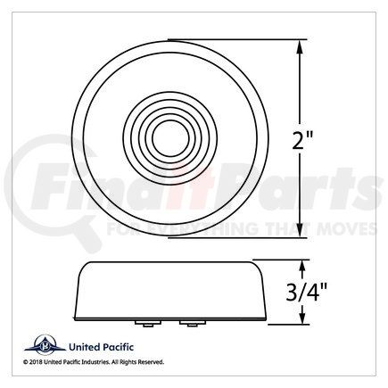 United Pacific 37035BAK Clearance/Marker Light - "Glo" Light, Amber LED/Amber Lens, 2", 6 LED, with Grommet and Plug