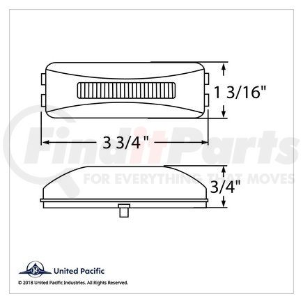 United Pacific 36992B Clearance Light - Bulk, Rectangular GloLight, 10 LED, Amber LED/Lens