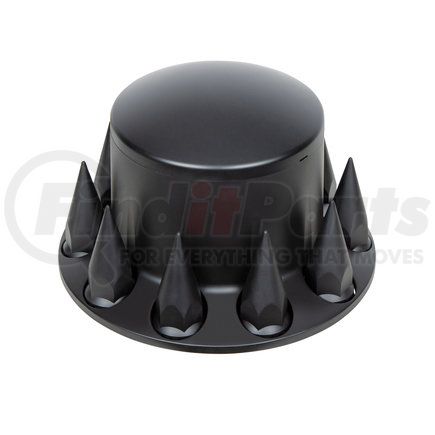 United Pacific 10342 Axle Hub Cover - Rear, Matte Black, Dome, with 33mm Spike Thread-On Nut Cover