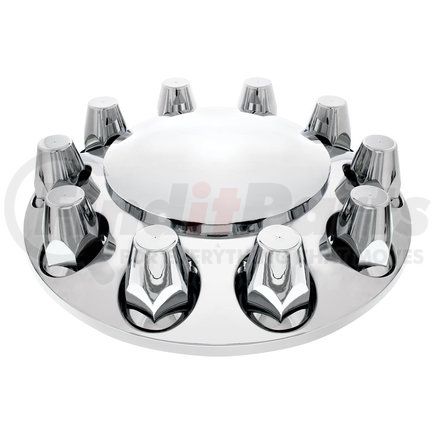 UNITED PACIFIC 10257 - axle hub cover kit - chrome international front axle cover set- 33mm | chrome dome front axle cover with 33mm nut cover - thread-on