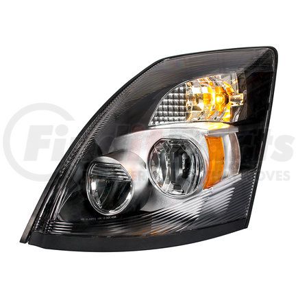 United Pacific 31094 Headlight Assembly - LH, LED, Chrome Housing, High/Low Beam, with Signal Light