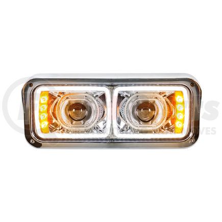 United Pacific 31155 Projection Headlight Assembly - RH, LED, Chrome Housing, High/Low Beam, with LED Signal Light and Position Light Bar