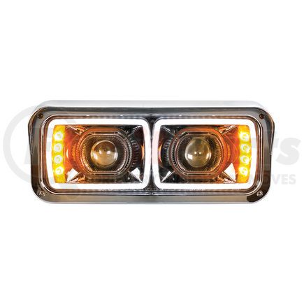 United Pacific 31157 Projection Headlight Assembly - RH, LED, Black Housing, High/Low Beam, with LED Signal Light and Position Light Bar