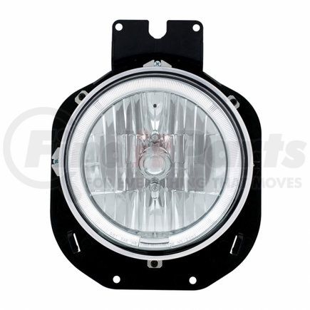 United Pacific 31282 Crystal Headlight - RH/LH, 7", Round, Chrome Housing, with Bracket, with White LED Halo Ring